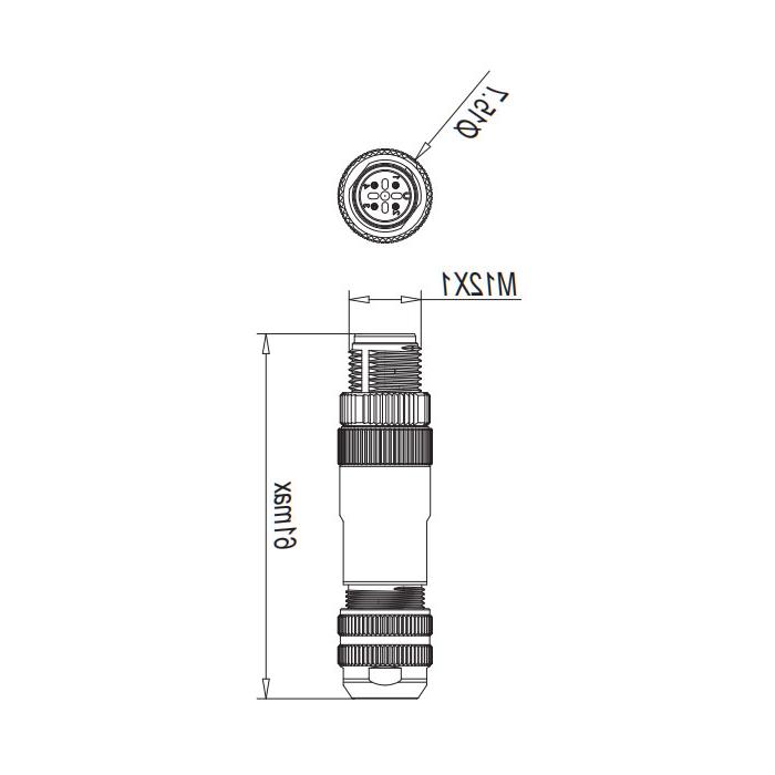 M12 4Pin、公头直型、直插式连接、金属屏蔽、64F741 